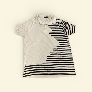 Stylish Black and White Striped Women's Polo Top